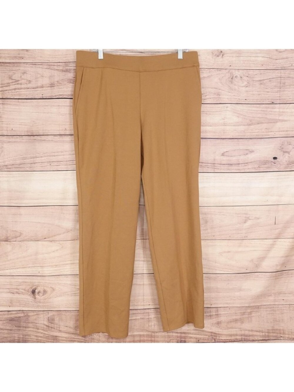 Wynne Layers Pants Womens XL Brown Ponte Pull On Dress Stretch Pockets 36x29